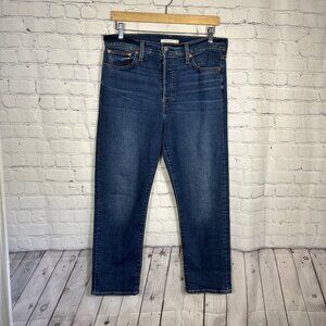 Levis Jeans Womens 32 Blue Wedgie Straight Button Fly High Rise Medium Wash